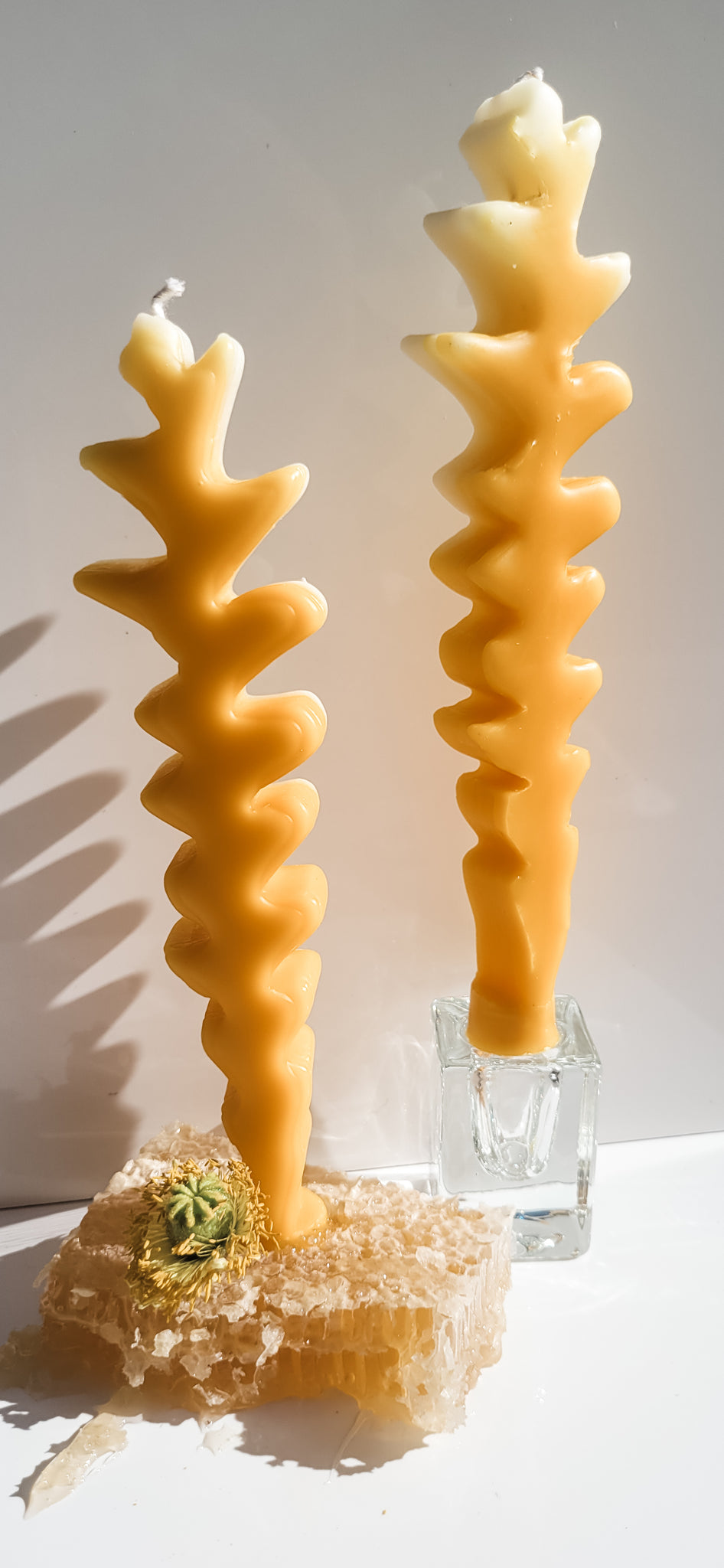 The stunning beeswax Wiggly Butter Candles