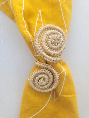 Natural Twirly Hand woven napkin ring made in Colombia