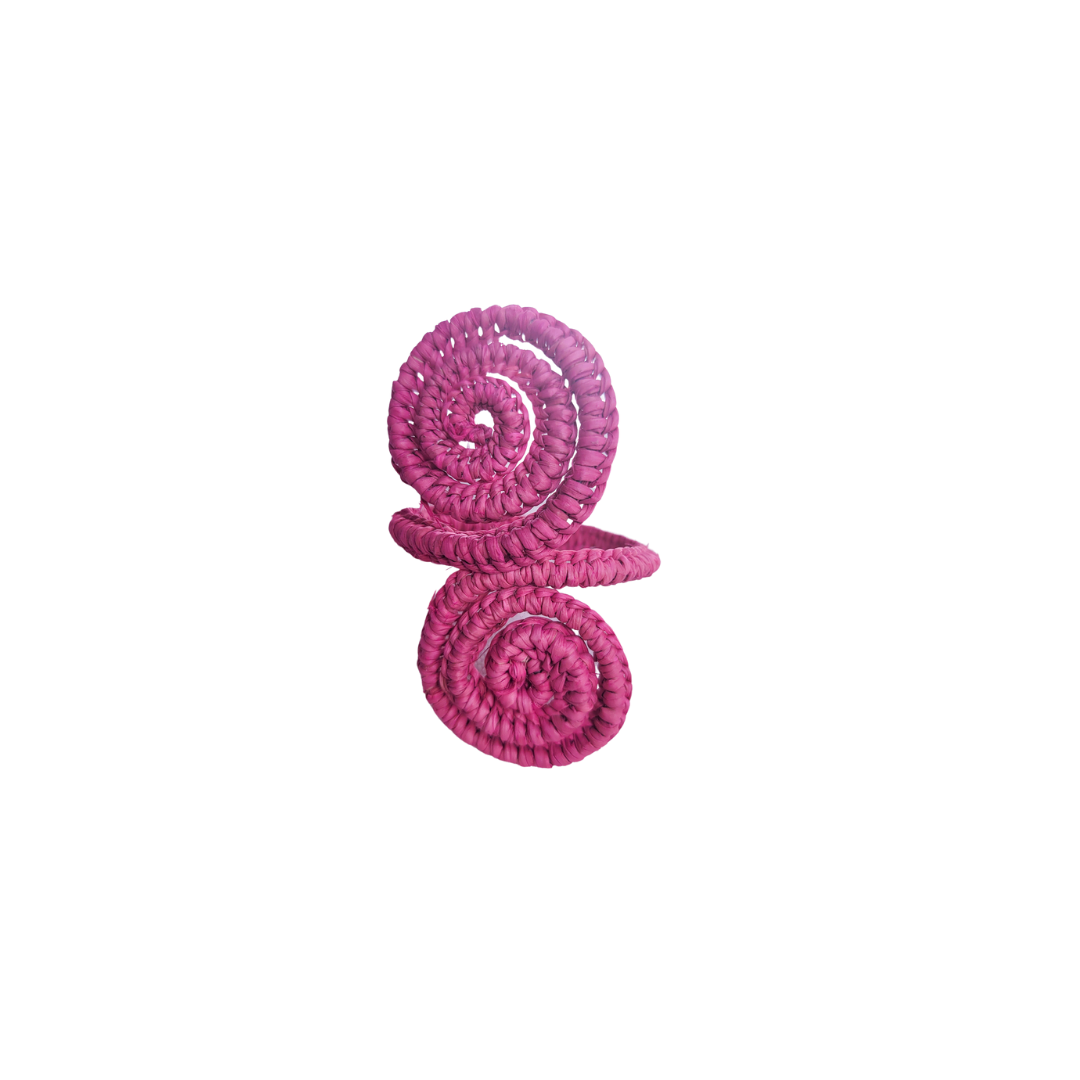 Warehouse Sale - Pink Twirly Hand woven napkin ring made in Colombia